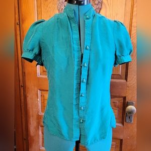 Banana Republic Teal Silk Blouse XS